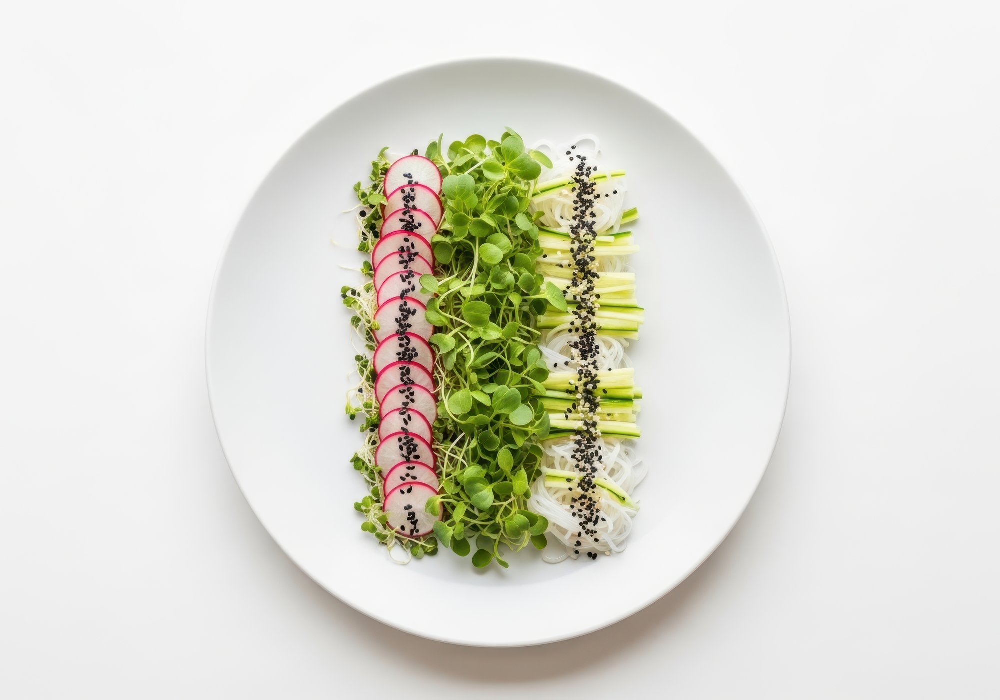 Plated seasonal salad with microgreens